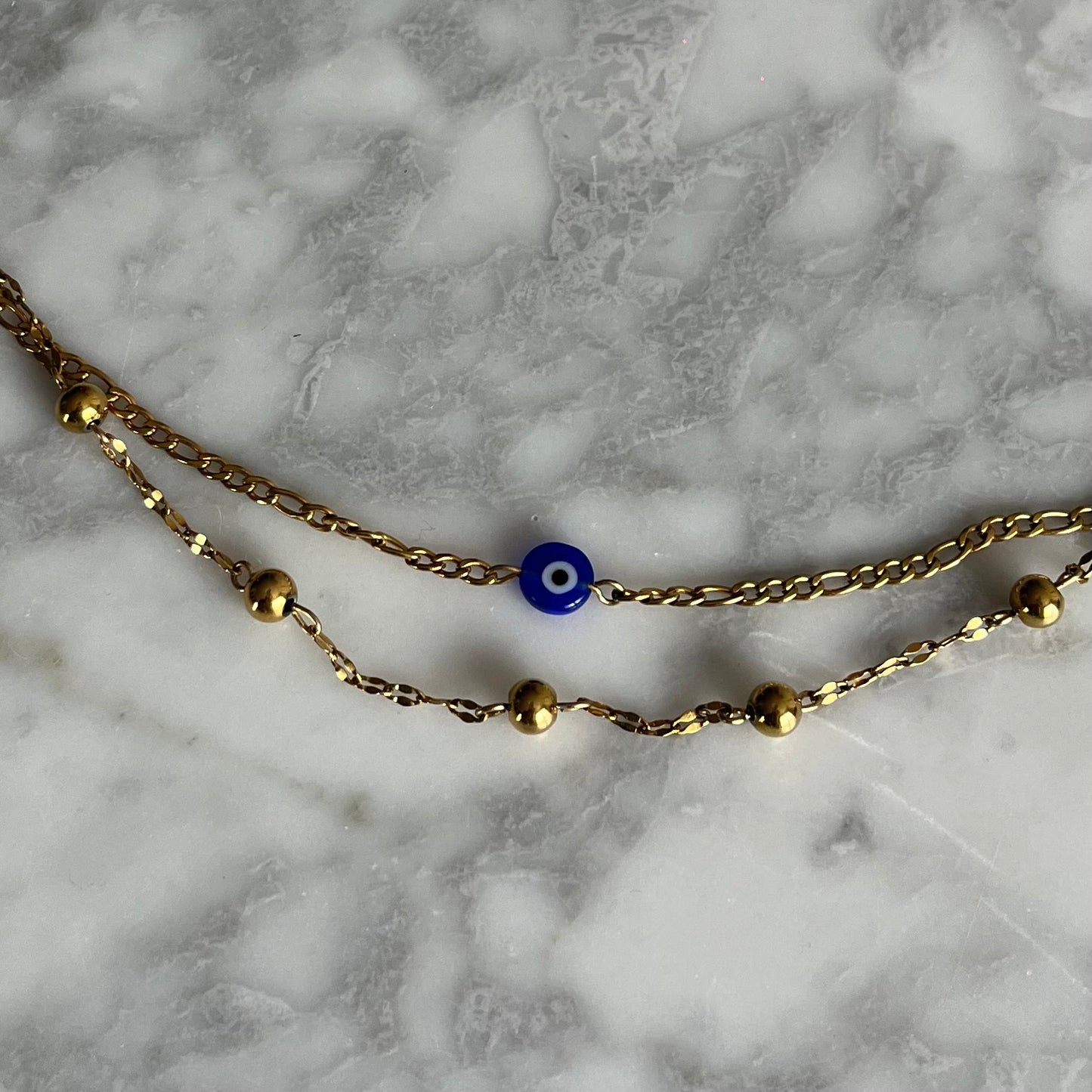 Bracelet double chaînes : Protect My Peace🧿✨