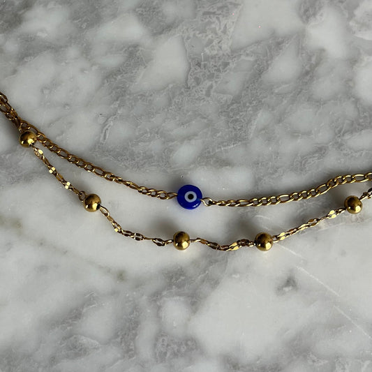 Bracelet double chaînes : Protect My Peace🧿✨